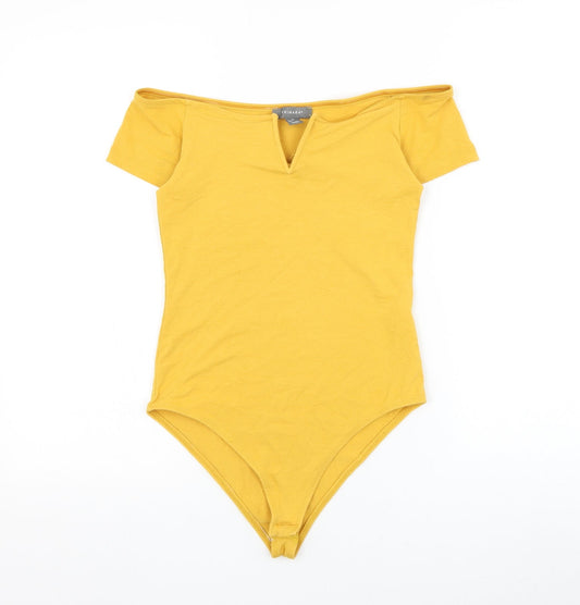 Primark Womens Yellow Cotton Bodysuit One-Piece Size 8 Snap