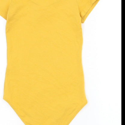 Primark Womens Yellow Cotton Bodysuit One-Piece Size 8 Snap