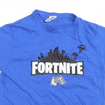 JHK Boys Blue Cotton Basic T-Shirt Size XS Round Neck Pullover - Fortnite