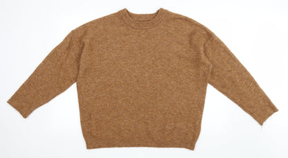 Asos Design Womens Orange Round Neck Acrylic Pullover Jumper Size 12