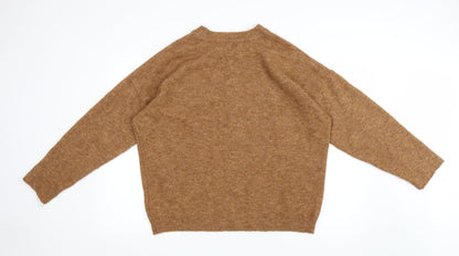 Asos Design Womens Orange Round Neck Acrylic Pullover Jumper Size 12