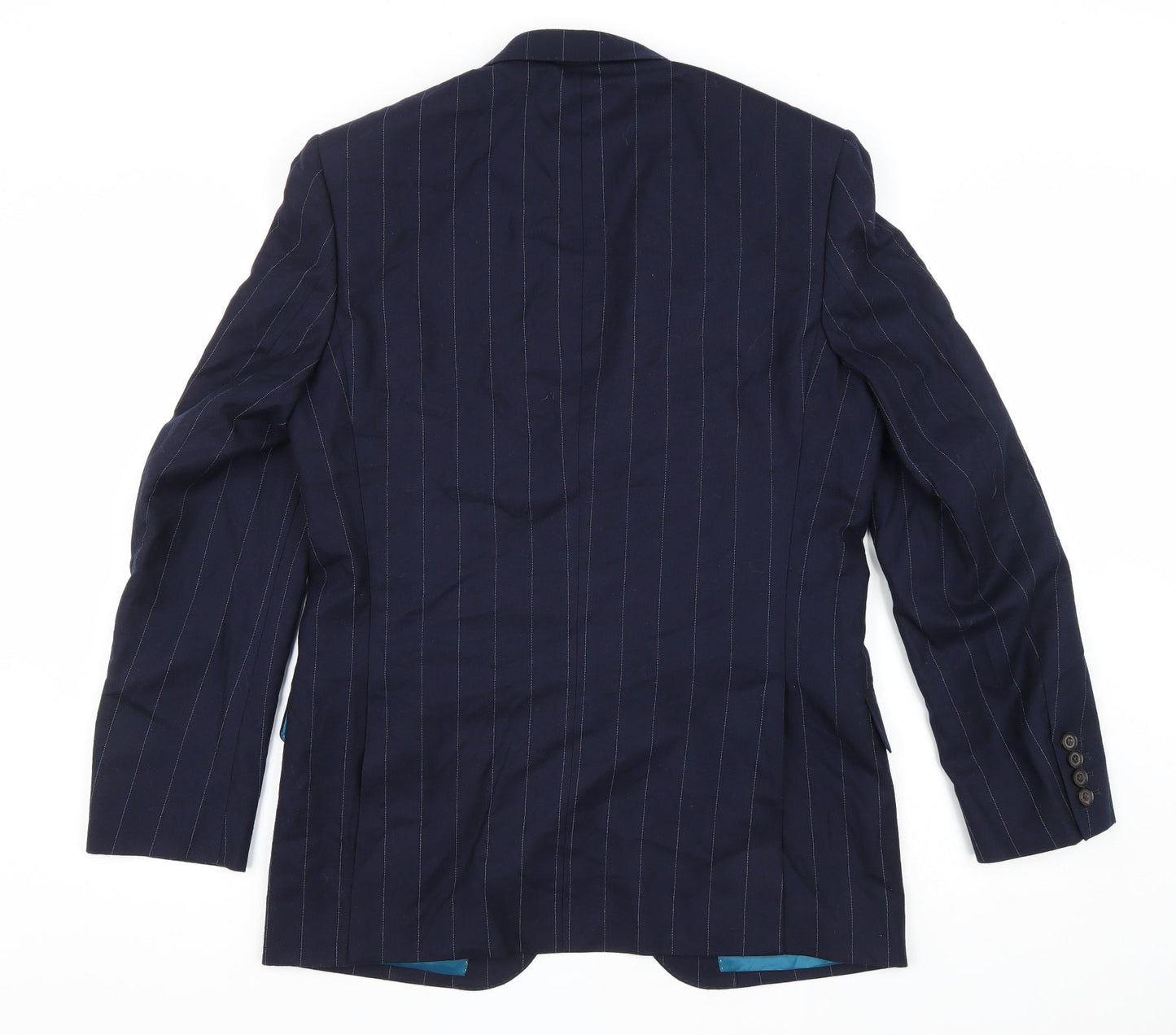 Marks and Space Mens Blue Striped Polyester Jacket Suit Jacket Size M