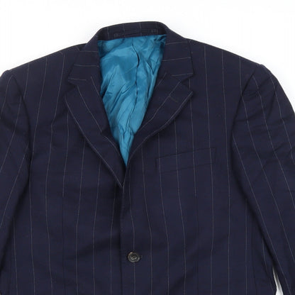 Marks and Space Mens Blue Striped Polyester Jacket Suit Jacket Size M