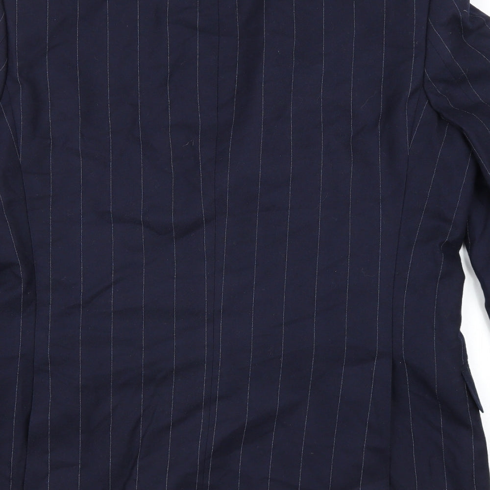 Marks and Space Mens Blue Striped Polyester Jacket Suit Jacket Size M