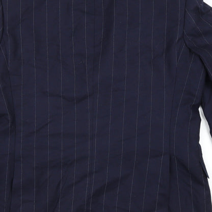 Marks and Space Mens Blue Striped Polyester Jacket Suit Jacket Size M