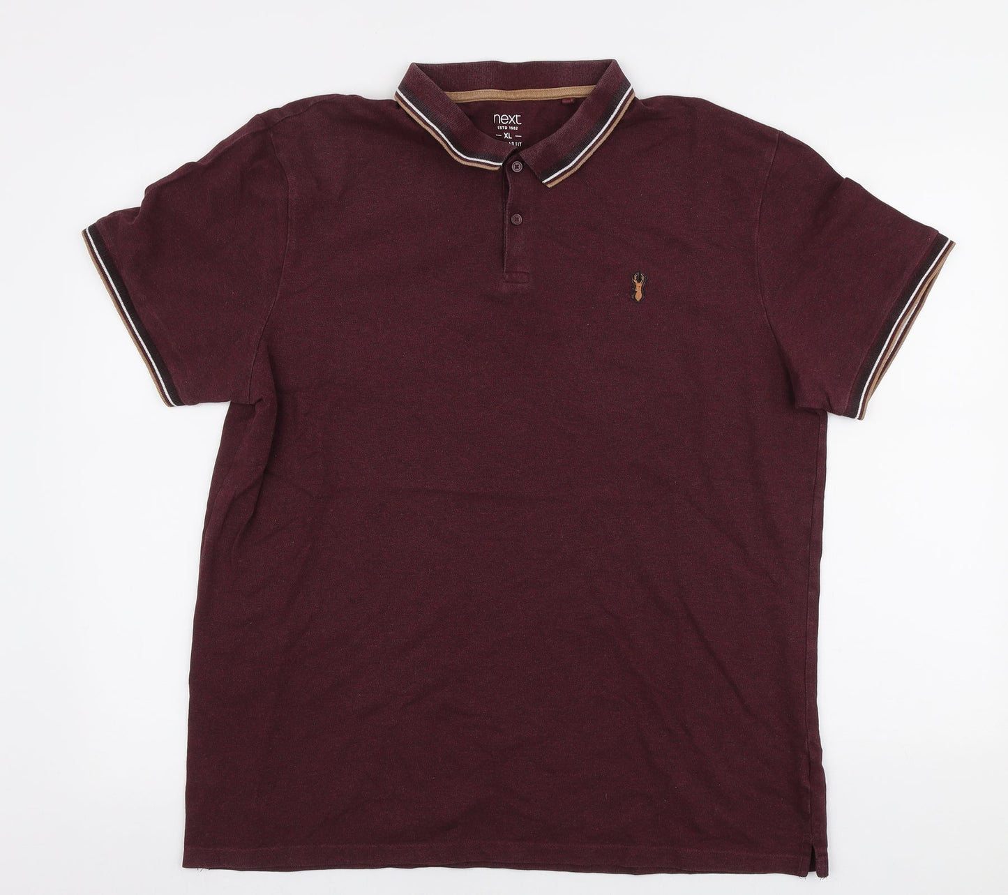 NEXT Mens Red Cotton Polo Size XL Collared Button