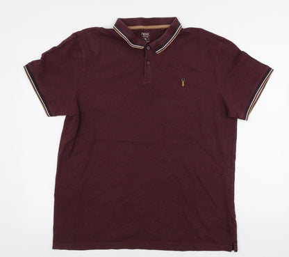 NEXT Mens Red Cotton Polo Size XL Collared Button