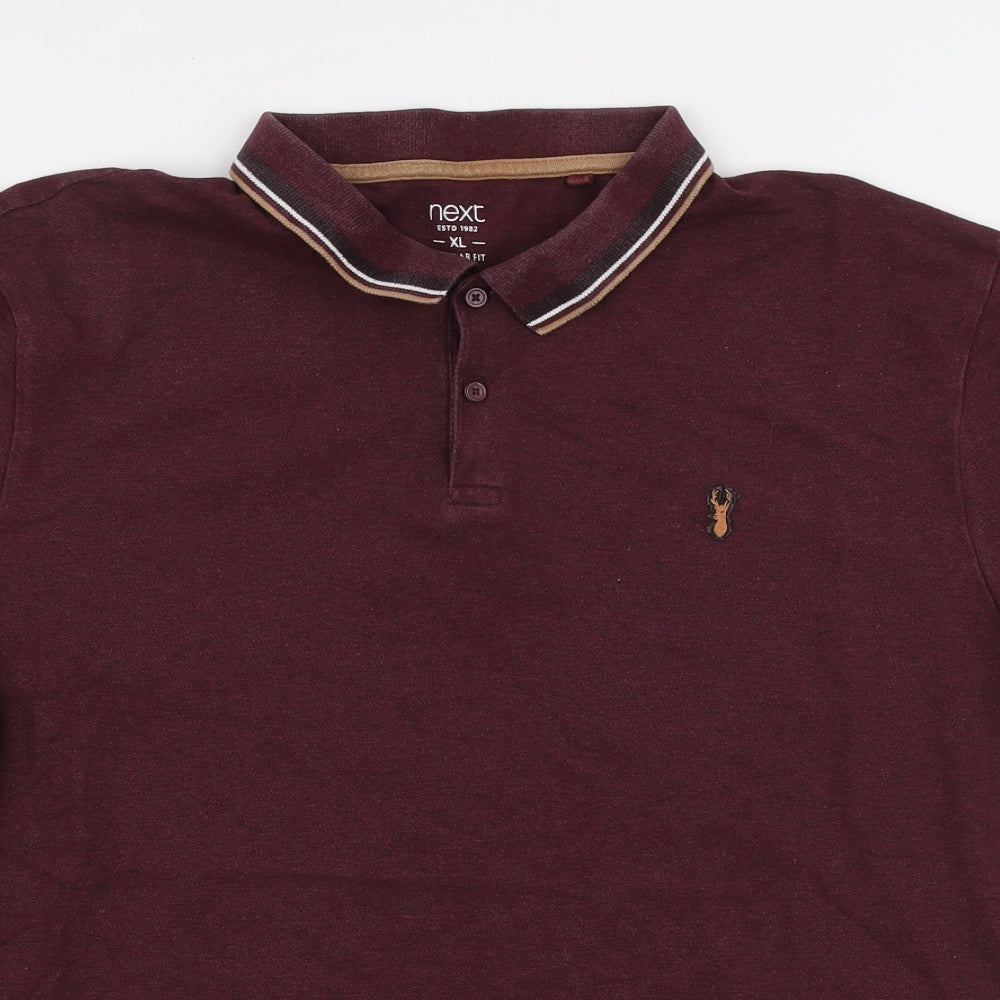 NEXT Mens Red Cotton Polo Size XL Collared Button