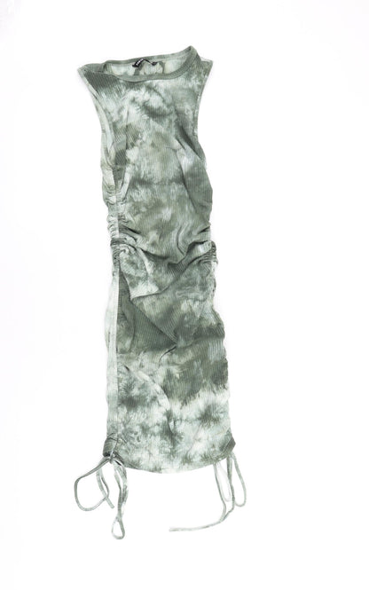 SheIn Womens Green Tie Dye Cotton Bodycon Size XS Round Neck