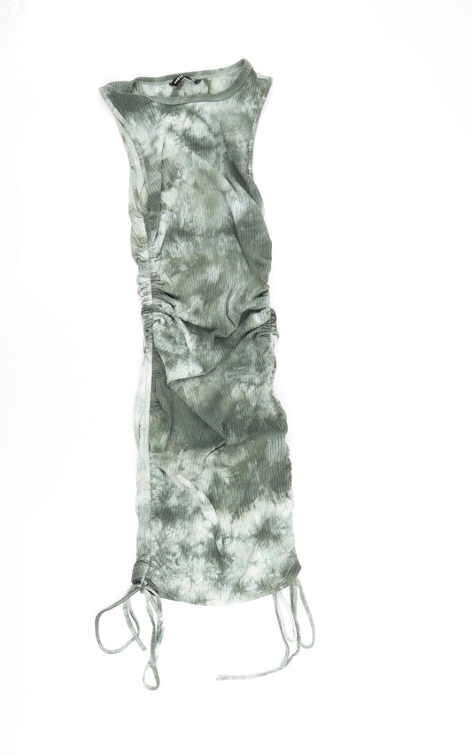 SheIn Womens Green Tie Dye Cotton Bodycon Size XS Round Neck