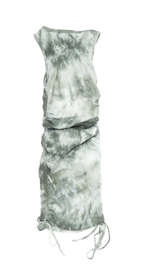 SheIn Womens Green Tie Dye Cotton Bodycon Size XS Round Neck