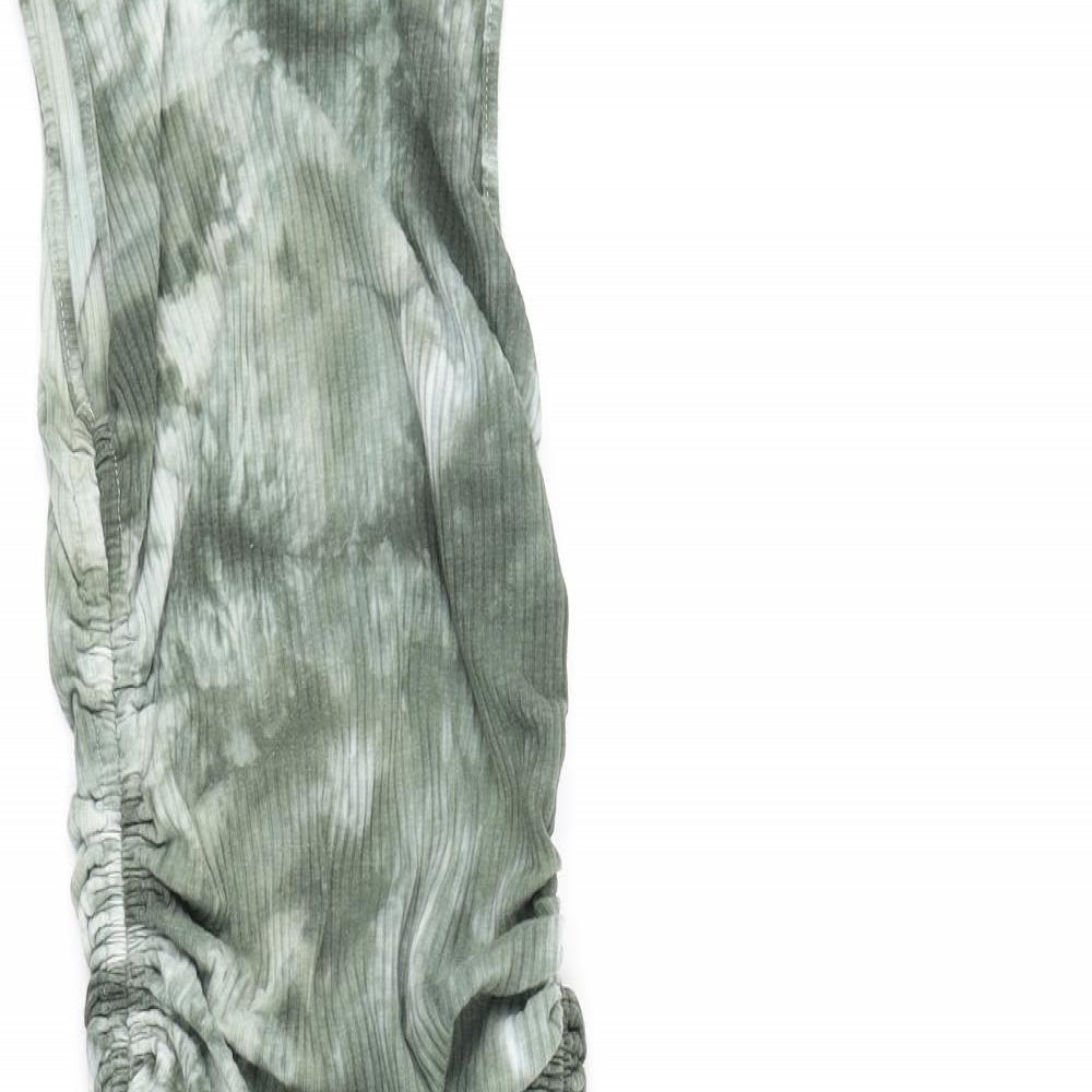 SheIn Womens Green Tie Dye Cotton Bodycon Size XS Round Neck
