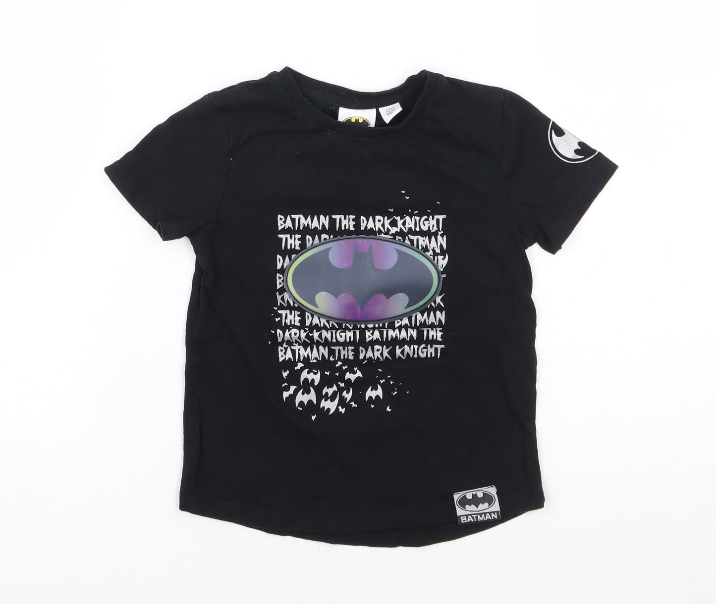 River Island Boys Black 100% Cotton Basic T-Shirt Size 2-3 Years Crew Neck Pullover - Batman