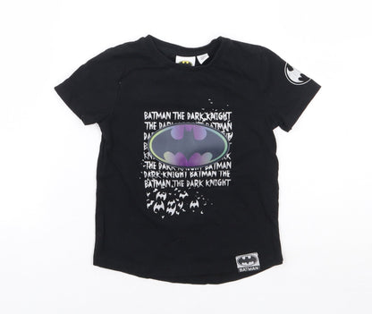 River Island Boys Black 100% Cotton Basic T-Shirt Size 2-3 Years Crew Neck Pullover - Batman