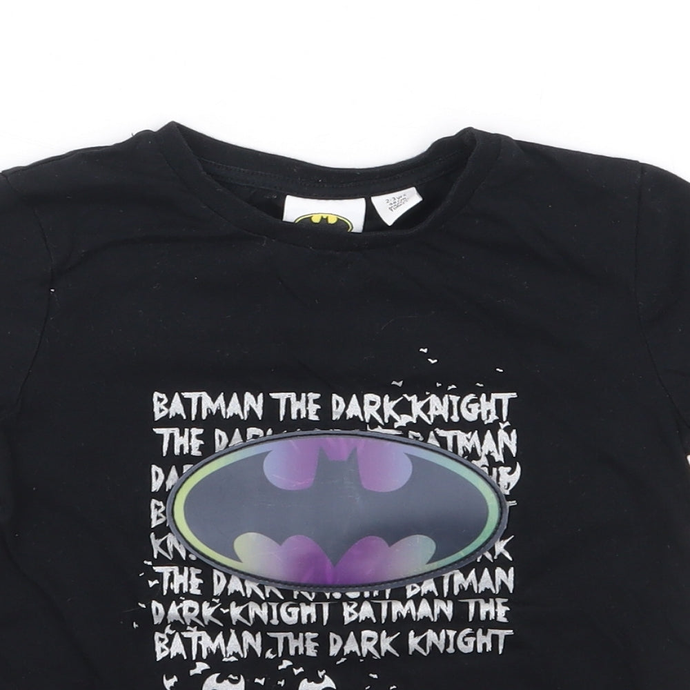 River Island Boys Black 100% Cotton Basic T-Shirt Size 2-3 Years Crew Neck Pullover - Batman