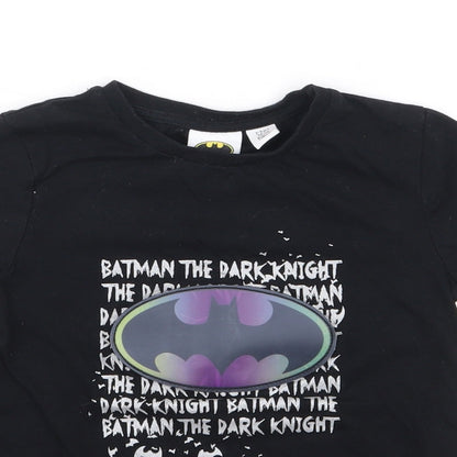 River Island Boys Black 100% Cotton Basic T-Shirt Size 2-3 Years Crew Neck Pullover - Batman