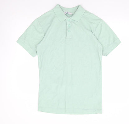 Alexandra Mens Green Polyester Polo Size S Collared Button