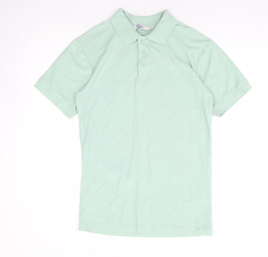 Alexandra Mens Green Polyester Polo Size S Collared Button
