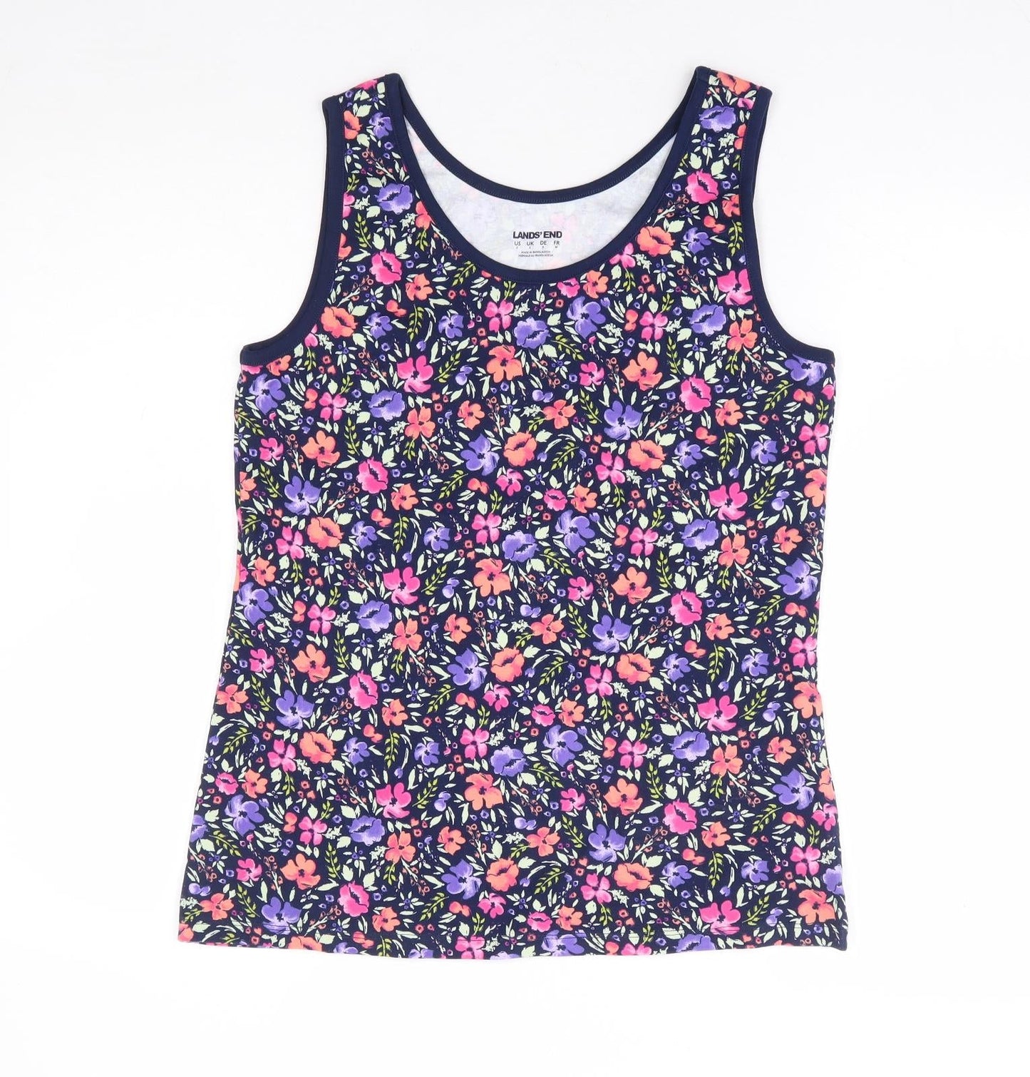 Land's End Womens Multicoloured Floral Polyester Basic Tank Size S Scoop Neck