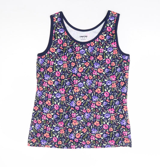 Land's End Womens Multicoloured Floral Polyester Basic Tank Size S Scoop Neck