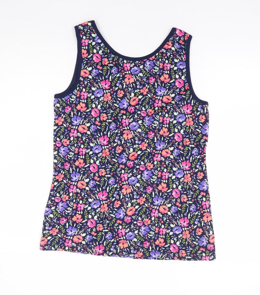 Land's End Womens Multicoloured Floral Polyester Basic Tank Size S Scoop Neck