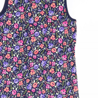 Land's End Womens Multicoloured Floral Polyester Basic Tank Size S Scoop Neck