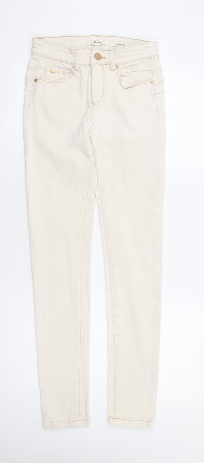 Womens UK Size 8 Stradavarius Regular Fit Skinny Ivory Jeans