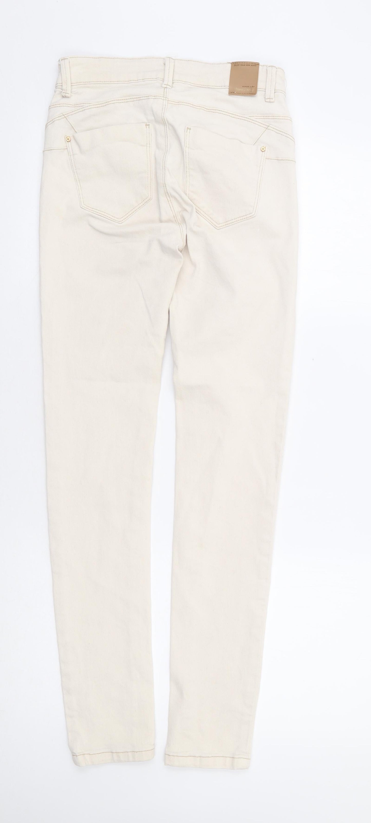 Womens UK Size 8 Stradavarius Regular Fit Skinny Ivory Jeans