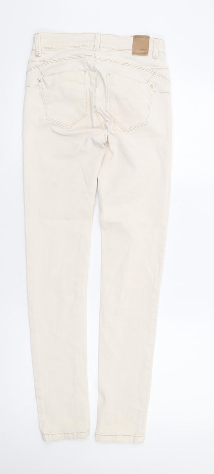 Womens UK Size 8 Stradavarius Regular Fit Skinny Ivory Jeans