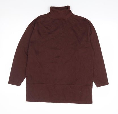 InStyle Collection Womens Brown Roll Neck Cotton Pullover Jumper Size S - Ribbed