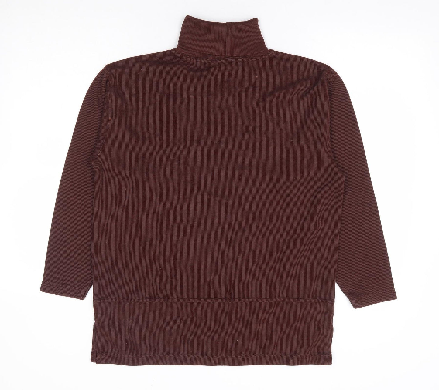 InStyle Collection Womens Brown Roll Neck Cotton Pullover Jumper Size S - Ribbed