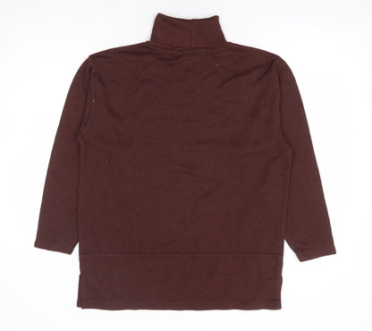 InStyle Collection Womens Brown Roll Neck Cotton Pullover Jumper Size S - Ribbed