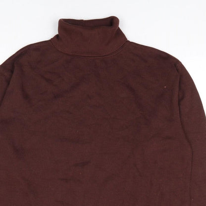 InStyle Collection Womens Brown Roll Neck Cotton Pullover Jumper Size S - Ribbed