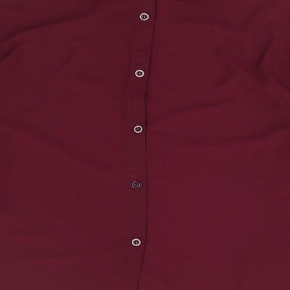 Dahlia Womens Red Polyester Basic Blouse Size L Collared