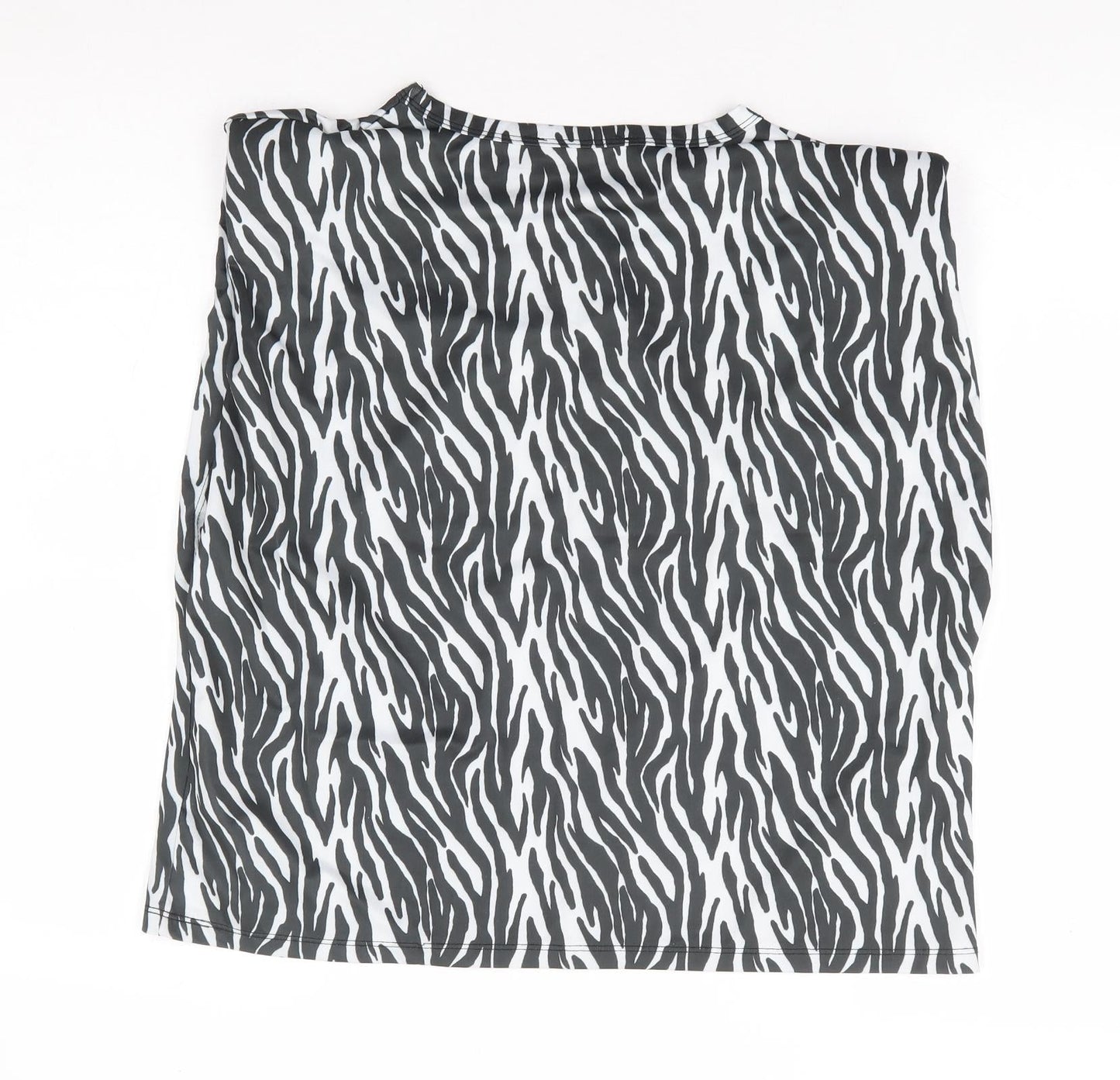 Boohoo Womens Black Animal Print Polyester Basic Tank Size 14 Round Neck - Zebra Print