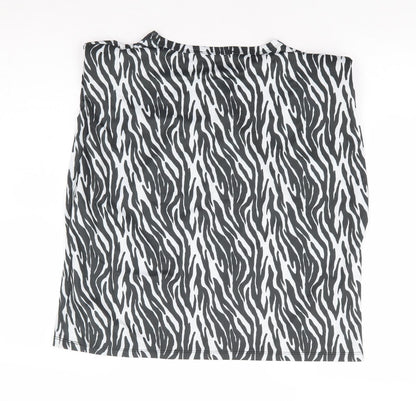 Boohoo Womens Black Animal Print Polyester Basic Tank Size 14 Round Neck - Zebra Print