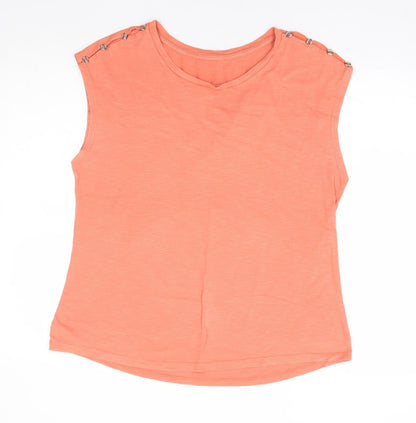 Womens UK Size M Preworn Orange Basic T-Shirt