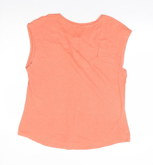 Womens UK Size M Preworn Orange Basic T-Shirt