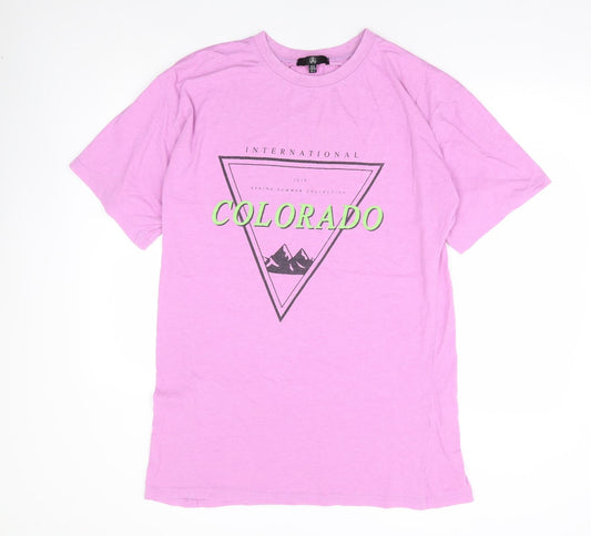 Missguided Womens Purple Polyester T-Shirt Dress Size 8 Crew Neck Pullover - Colorado