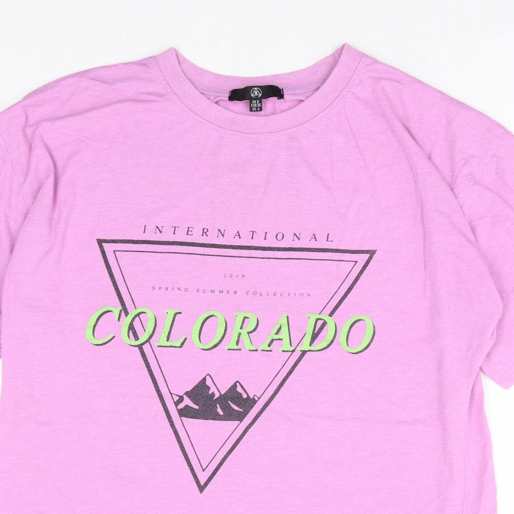 Missguided Womens Purple Polyester T-Shirt Dress Size 8 Crew Neck Pullover - Colorado