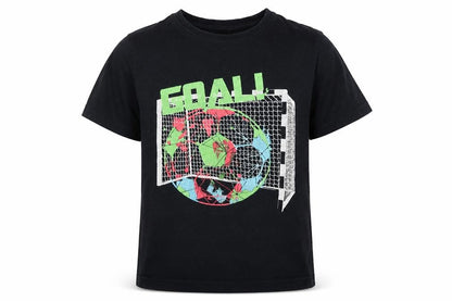 Primark Boys Black Cotton Basic T-Shirt Size 6 Years Round Neck Pullover - Football