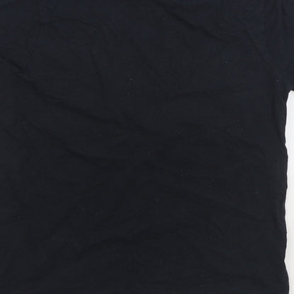 Primark Boys Black Cotton Basic T-Shirt Size 6 Years Round Neck Pullover - Football