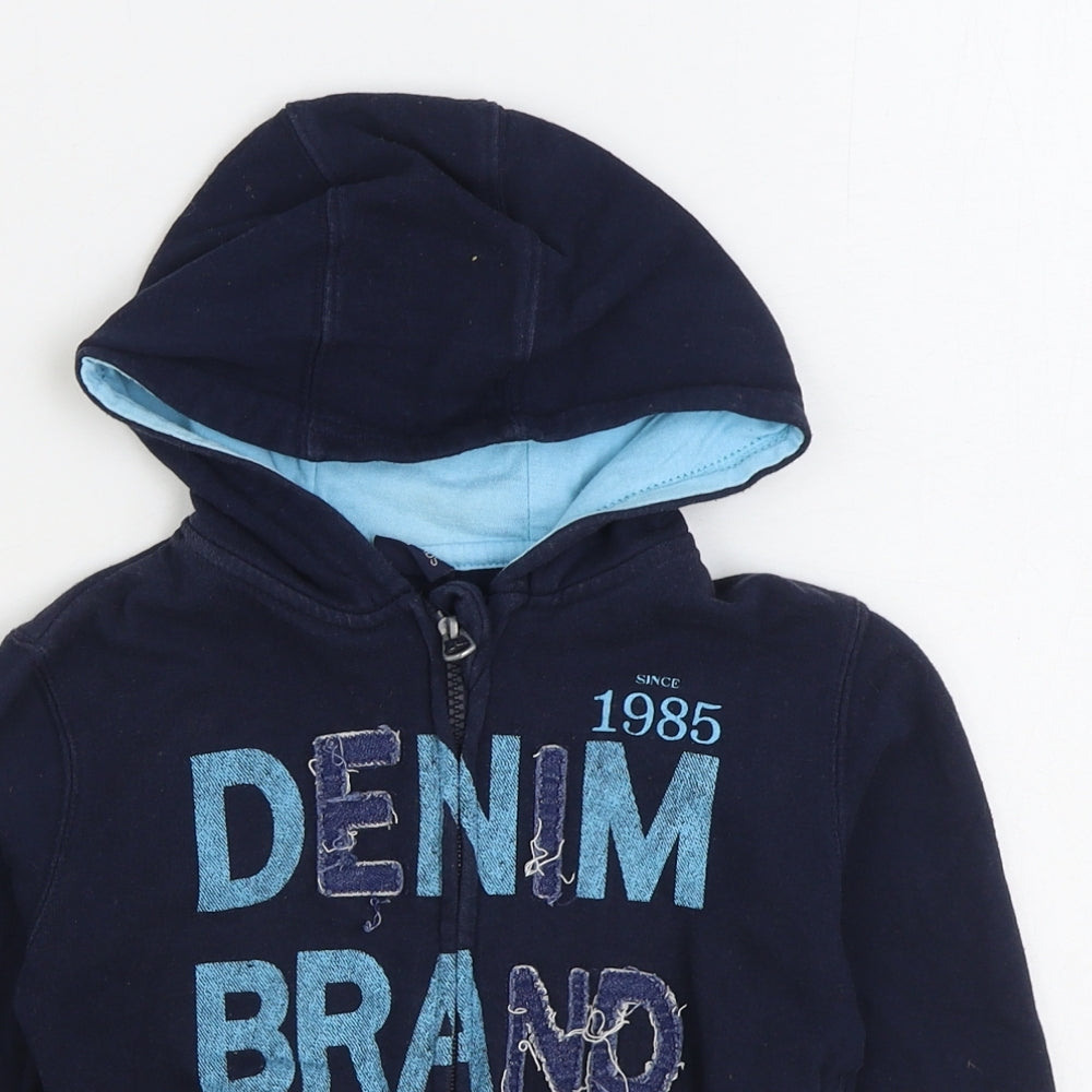 Losan Boys Blue Cotton Full Zip Hoodie Size 4 Years Zip - Denim Brand