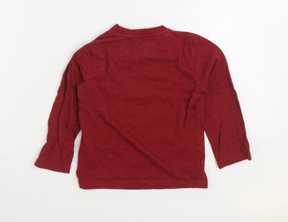 Losan Boys Red Cotton Basic T-Shirt Size 3 Years Round Neck Pullover - Records & Labels