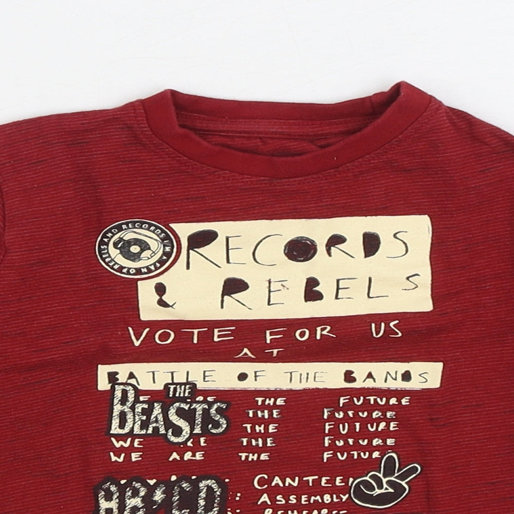 Losan Boys Red Cotton Basic T-Shirt Size 3 Years Round Neck Pullover - Records & Labels