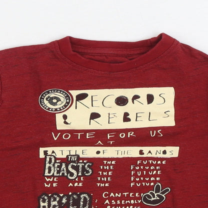 Losan Boys Red Cotton Basic T-Shirt Size 3 Years Round Neck Pullover - Records & Labels