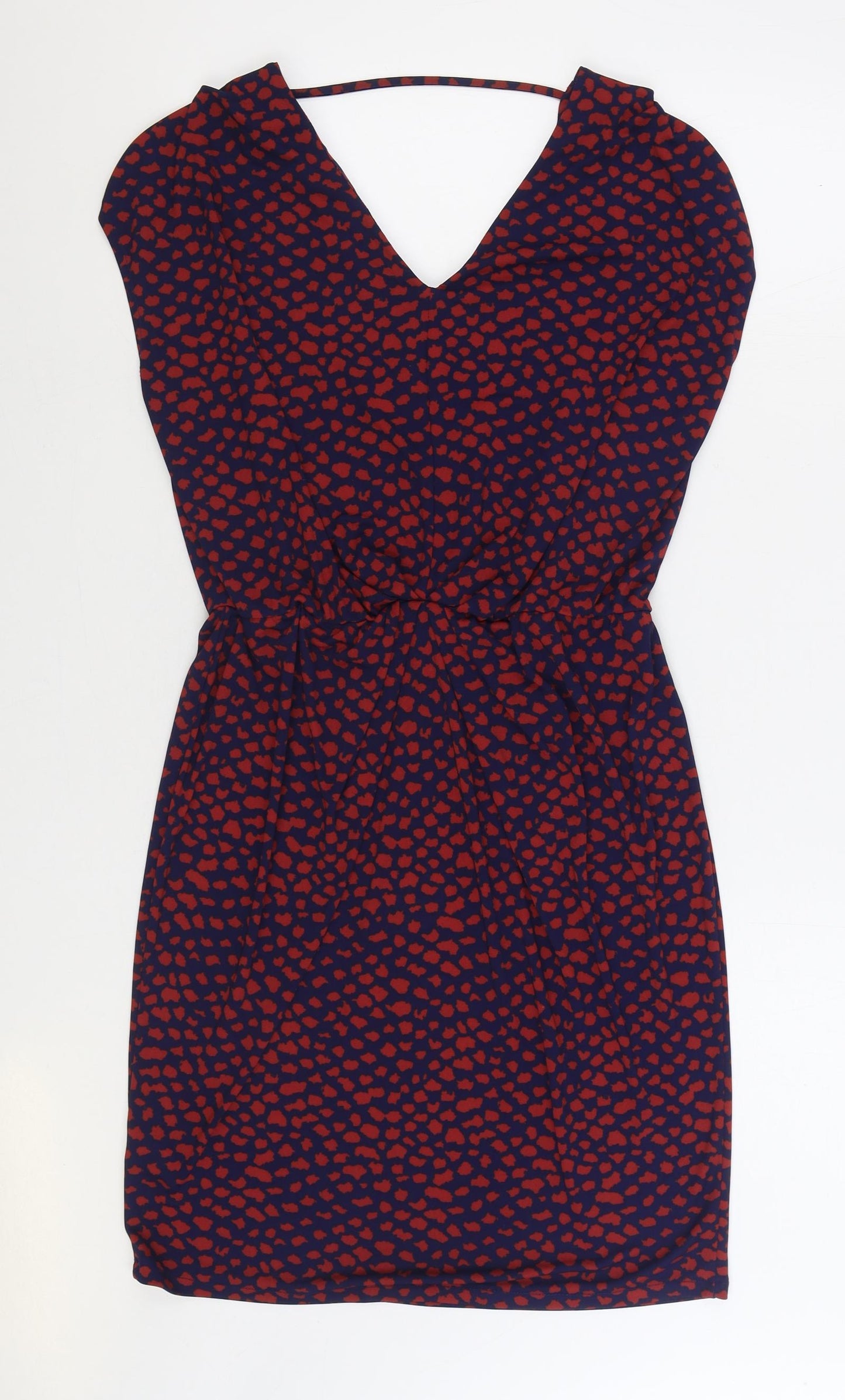 NEXT Womens Multicoloured Geometric Polyester Sheath Size 12 V-Neck Pullover