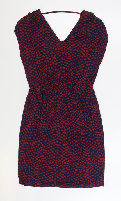 NEXT Womens Multicoloured Geometric Polyester Sheath Size 12 V-Neck Pullover