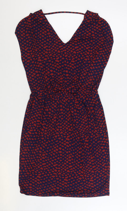 NEXT Womens Multicoloured Geometric Polyester Sheath Size 12 V-Neck Pullover