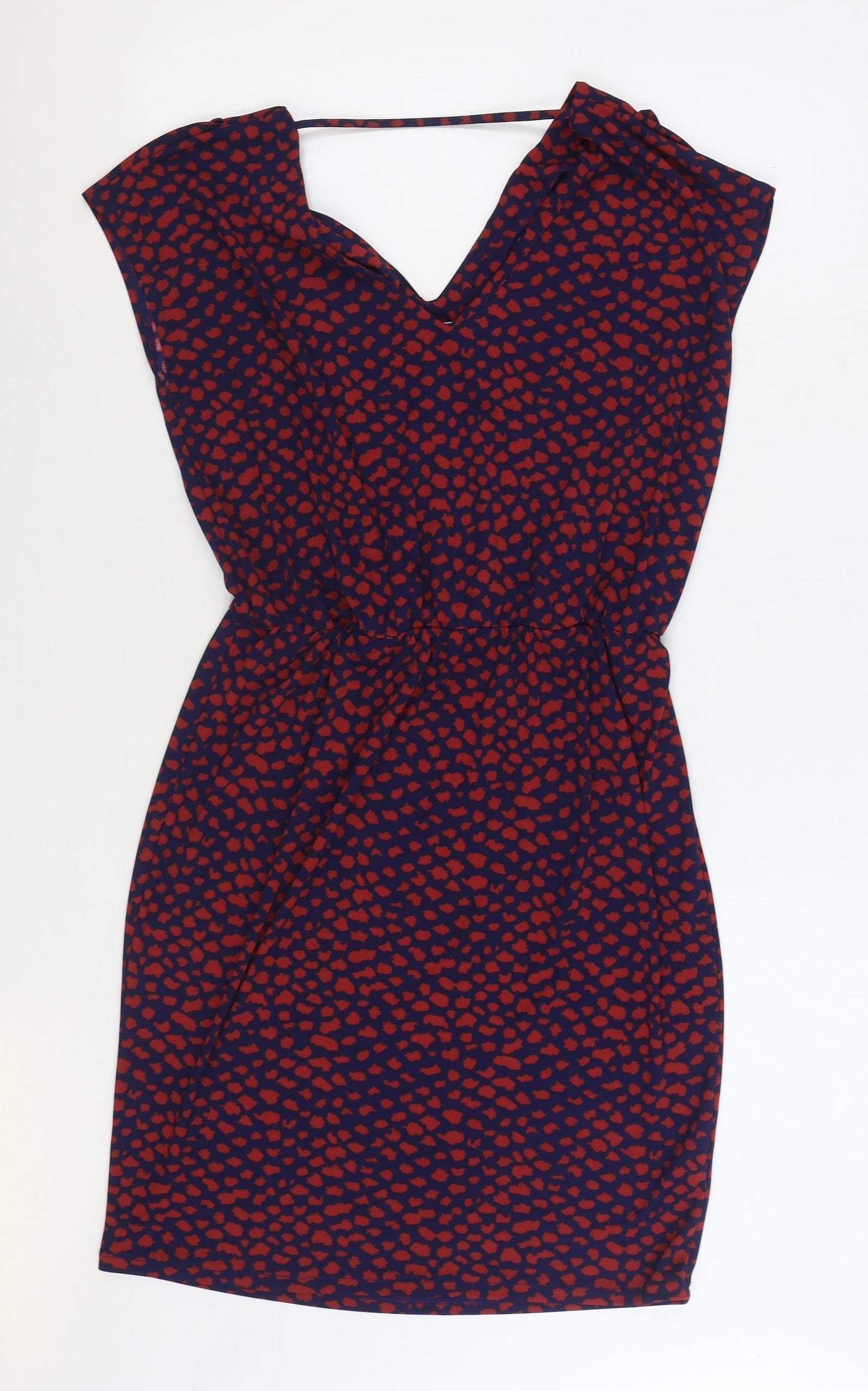 NEXT Womens Multicoloured Geometric Polyester Sheath Size 12 V-Neck Pullover